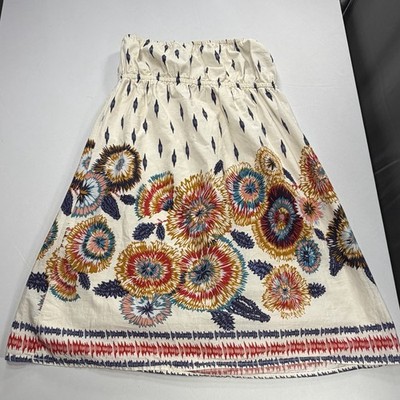 Tube Top Cream Floral Firework Womens S M Boho Strapless Y2K Summer