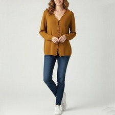 Barbara Lebek Damen Strickjacke Gr. 46 Feinstrick Modalmix Langarm geknöpft
