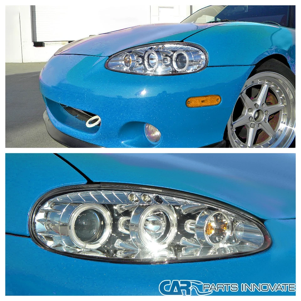Clear Fits 2001-2005 Mazda Miata MX5 LED Strip Halo Projector Headlights Lamps - Image 3 of 4