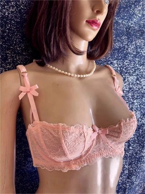 SUJETADOR BALCONETTE ENCAJE ROSA CON AROS TALLA UK 36 B Foto 3 de 4
