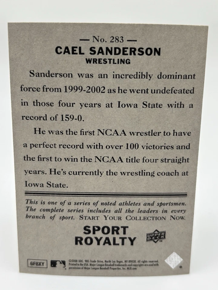 2008 Upper Deck Goudey Sport Royalty #283 CAEL SANDERSON - Image 2 of 2