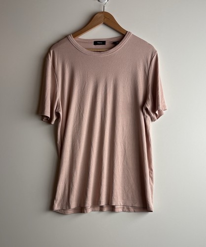 Theory Essential Tee Tonal Modal Jersey Tee Pink Salmon Large $125 - Picture 2 of 6