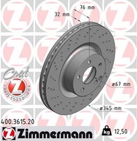 2X Bremsscheibe Coat Z Zimmermann 400.3615.20 FüR C215 W220 Klasse Mercedes V220