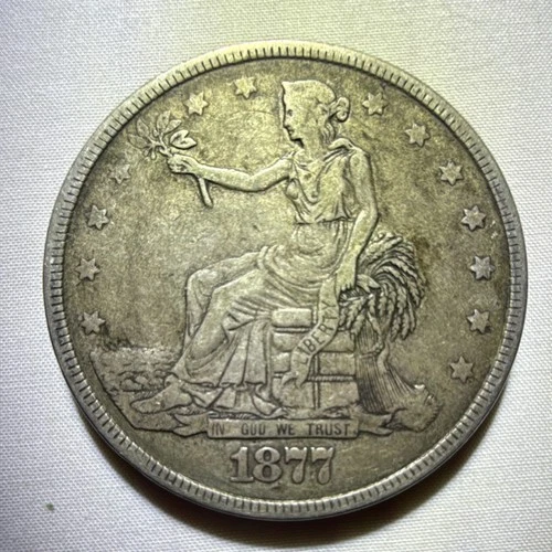 1877 US Trade Dollar $1 Silver Coin 0.900 Fine Circulated Variety