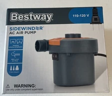Bestway AC Air Pump NEW 110-120V Sidewinder Inflate/Deflate 3 Valves Camping