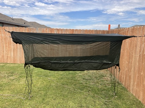 VTG Jungle Hammock Camping Outdoor Green Military Canvas Nylon Mesh Zip Close