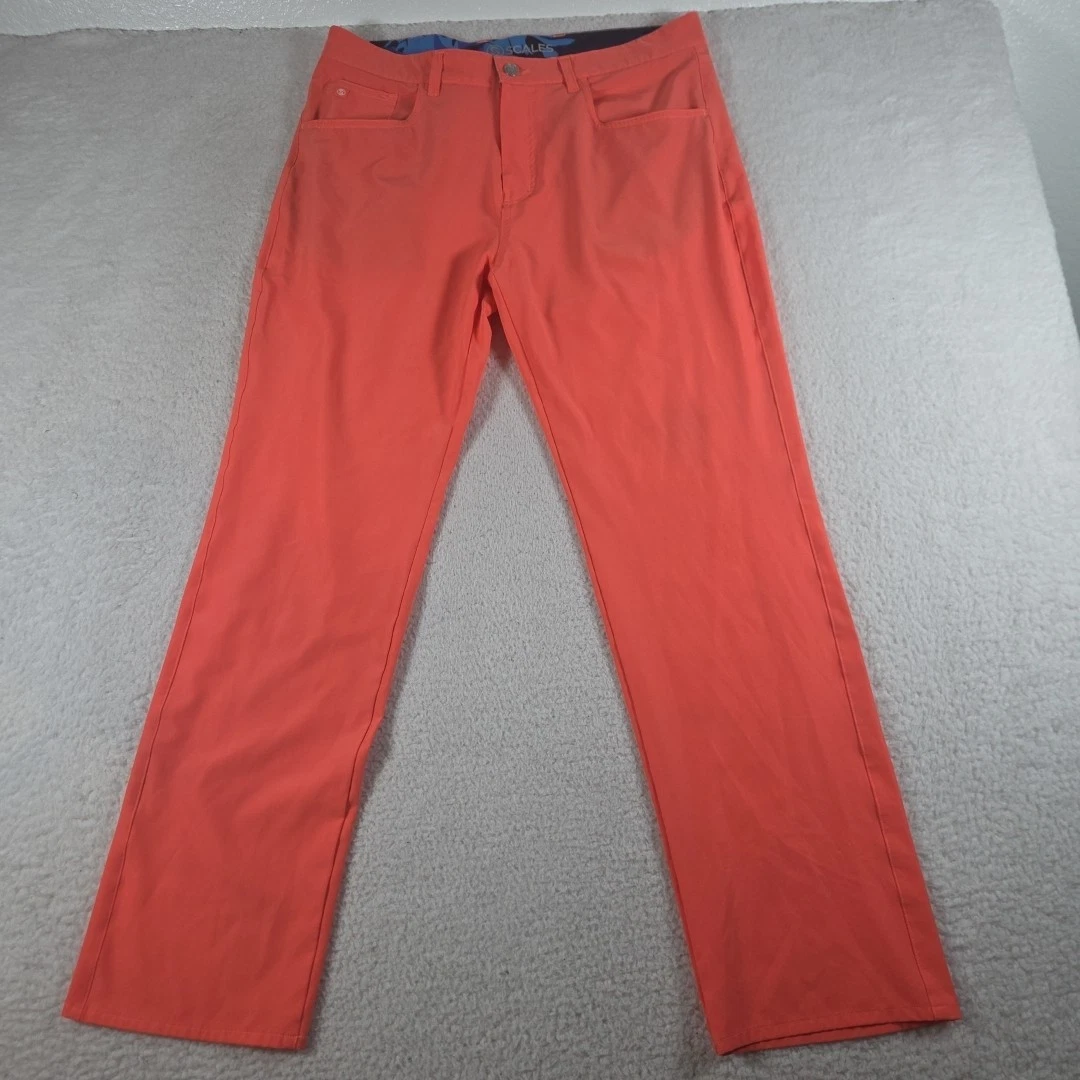 Scales Pants Mens Size 33x3 Orange Golf Outdoor Fish Lightweight All Tides