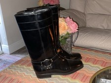 Vintage Saks Fifth Avenue Patent Calfskin Boots 6 12  New