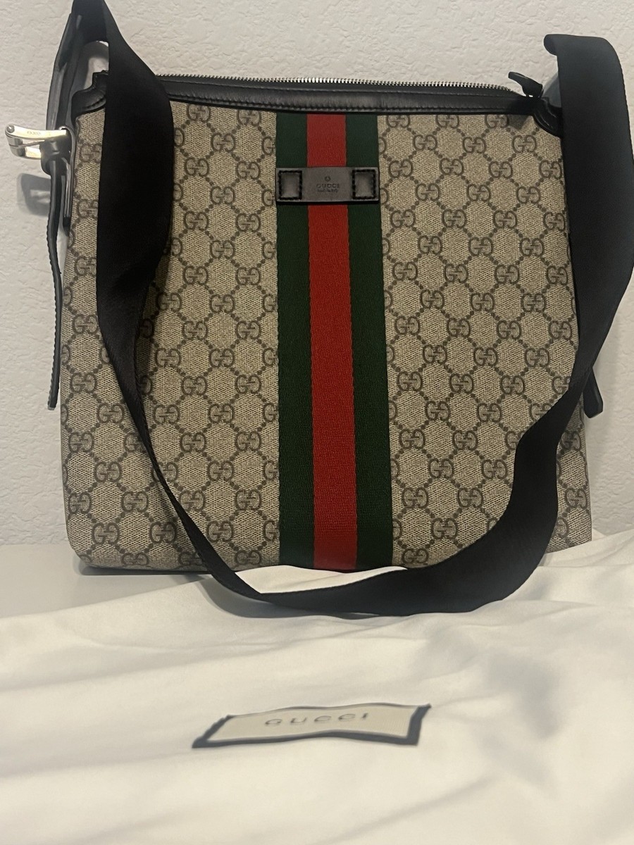 Gucci Messenger Supreme Web GG Brown/Red/Green (11H 10.6W 1.6D