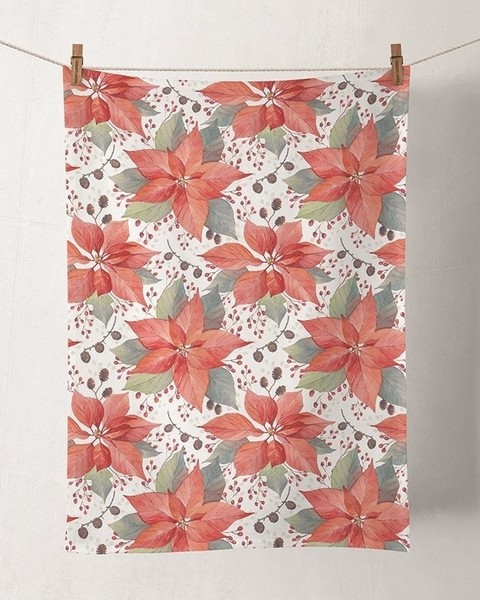 Geschirrtuch, KüChentuch Poinsettia And Berries By Ambiente | Weihnachtsstern-image