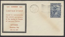 1934 #208 Jacques Cartier FDC Beverly Hills Cachet Ottawa Advert Flyer