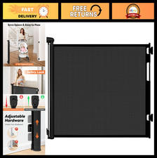 Retractable Baby Gate 55" Wide x 33" Tall - Safety Mesh Dog Gate for Indoor/Outd