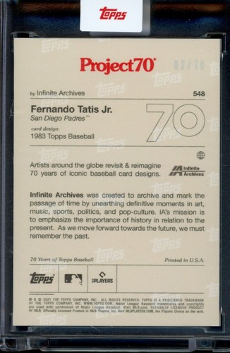 2021 Topps Project 70 Card #548 Fernando Tatis Jr Infinite Rainbow Foil #D 2/70 - Bild 2 von 2
