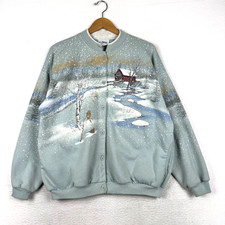 VTG Artisans Sunschein Designs Womens XL Winter Cardigan Sweater Cozy Cottage