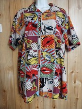 Oh Snap! Drill Clothing Co Shirt Mens Large 90s Retro Print Multicolor Button Up