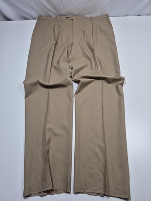 Racquet Club Dress Pants Mens 46x36 Beige Wool Pleated Straight Unhemmed NWT