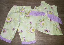 baby girls 18 month MINT GREEN PURPLE FLOWERS SUMMER SET 2 PC OUTFIT BOW FLOWERS