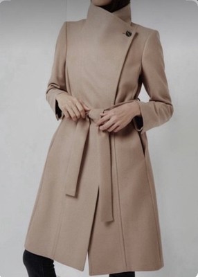 Ted Baker Lorili Long Button Detail Wrap Coat   Ted Size 2   US Size 6   Taupe