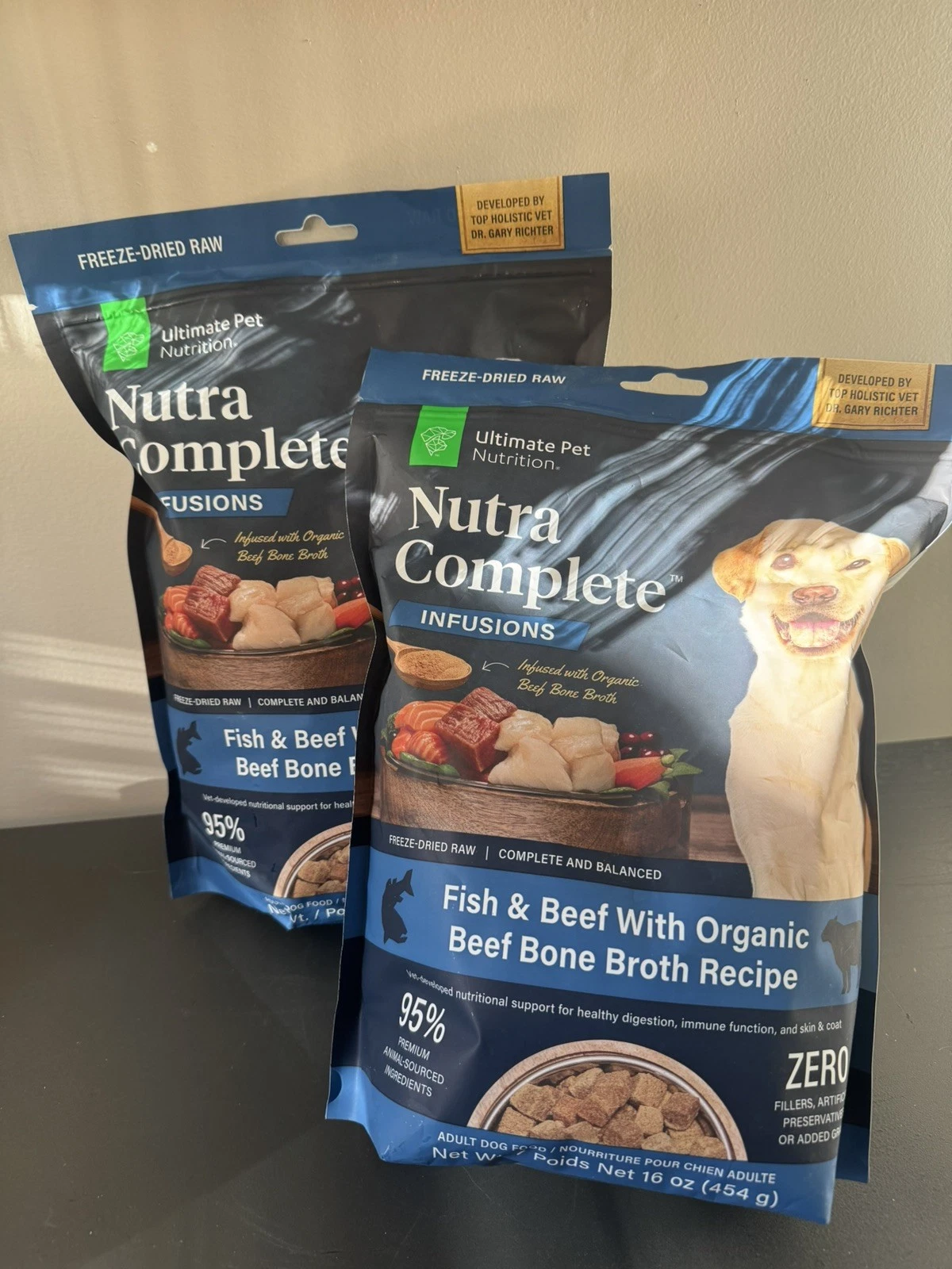 2-Nutra Complete Freeze Dried Raw Dog Food, Fish/Beef organic beef bone broth