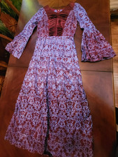 Women's Maroon & Light Purple Mashru Print Dress - Guinea Wax