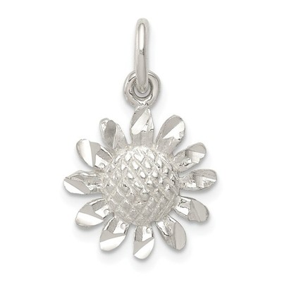 Sterling Silber Sonnenblume Charm Anhänger Blume Schmuck 21mm x 14mm