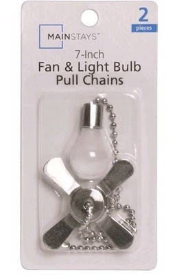 Satin Nickel Light Bulb and Fan Pull 7'' inch Chain Set by Mainstays