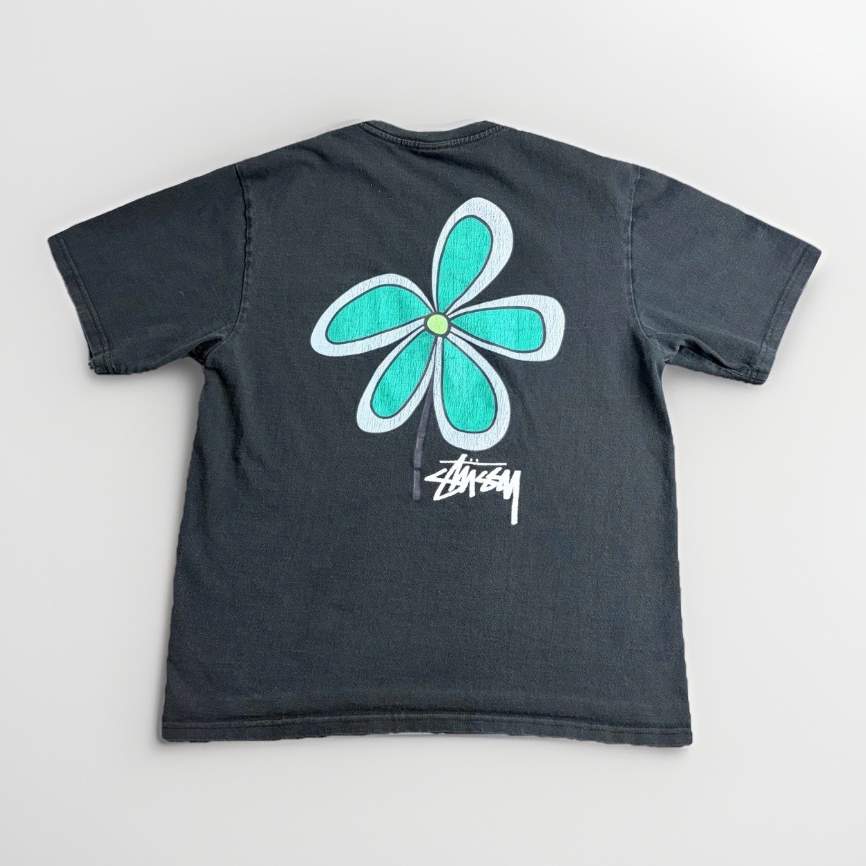 Stussy Flower Black T-Shirt Size Small 