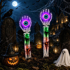Halloween Decorations Outdoor, 2 Packs Skeleton Hands for Halloween Decor
