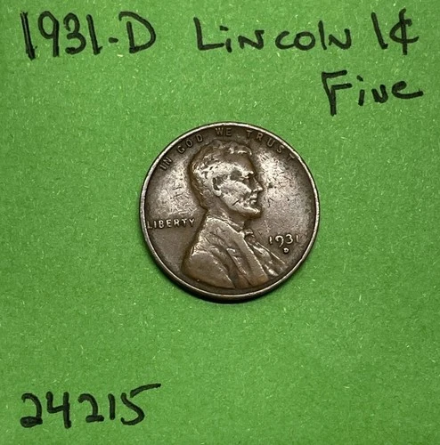 1931 D Lincoln Wheat Cent / Penny 1c Fine