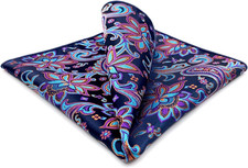 Pocket Squares for Men Blue Colours Purple Fuchsia Floral