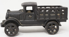 Vintage Cast Iron Black Model T Stake Bed Truck - 6.25" Long