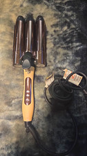 L'ange Le Tridente Triple Barrel 1in Ceramic Hair Waver 410 F Beige/Black