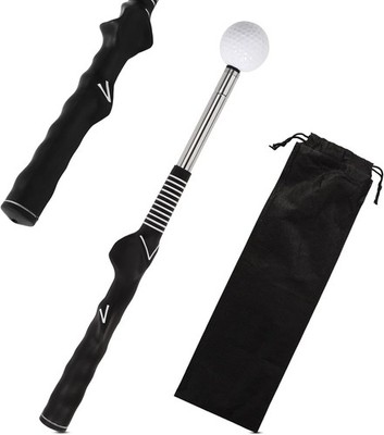 Lyreh Retractable Golf Swing Training Aid, Portable Grip Click black