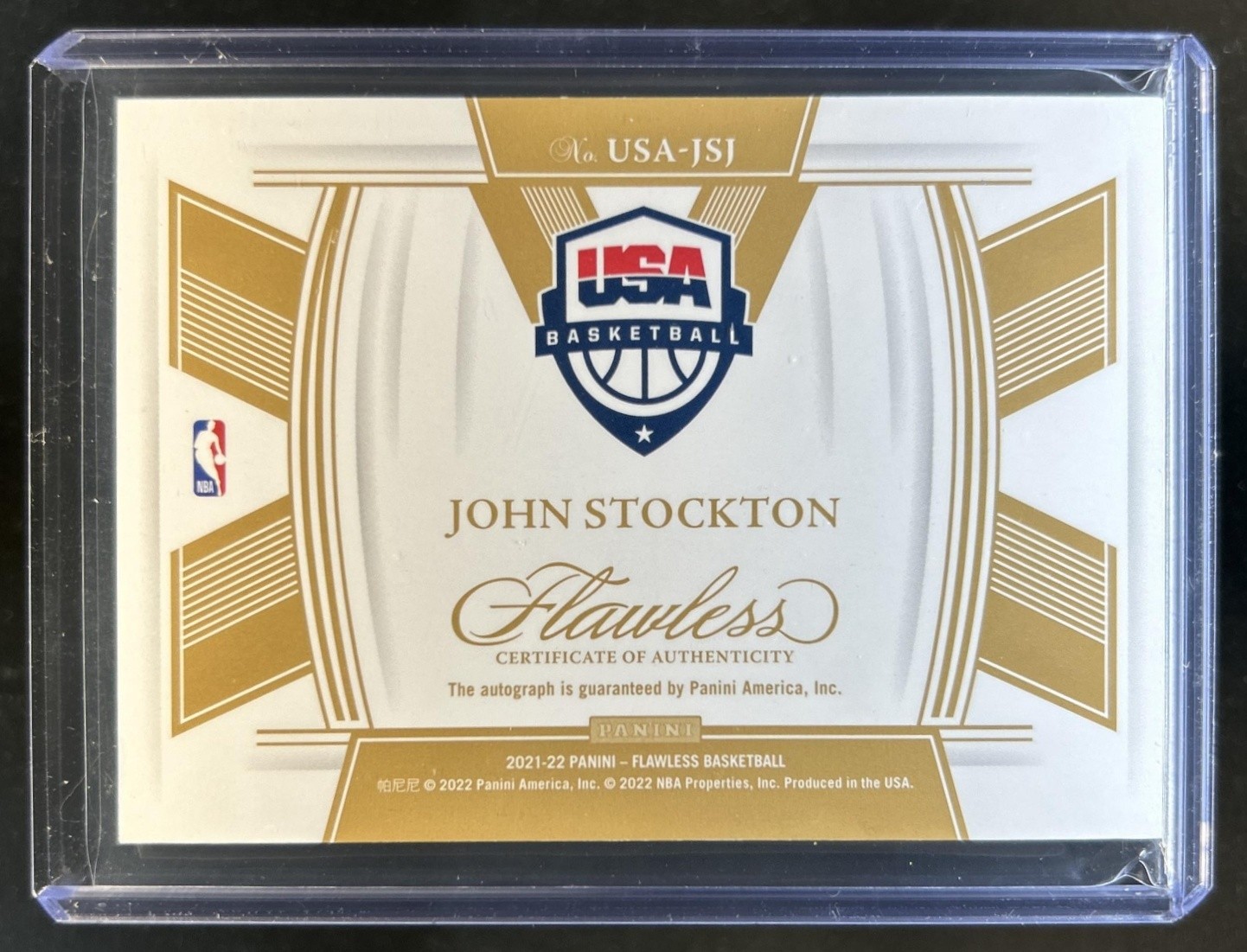 2021-22 Panini Flawless John Stockton USA Basketball Auto Autograph #/25 view 2