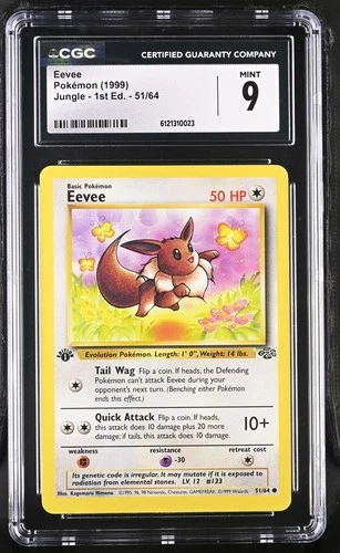 Pokémon TCG English Eevee 51/64 1999 Jungle - 1st Edition CGC 9 Mint Vintage