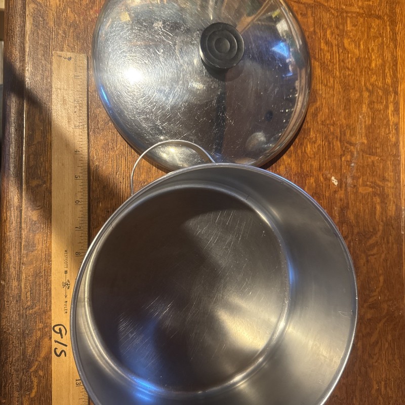 VTG Revere Ware Copper Bottom 4 1/2 Qt Stainless Steel Stock Pot pre-1968 w/ Lid