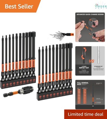 21-Piece Hex Allen Wrench Drill Bit Set S2 Steel Magnetic Tips Torque