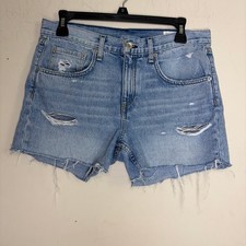 rag bone Distressed Denim Cutoff Shorts Festival Summer Raw Frayed Hem Size 24
