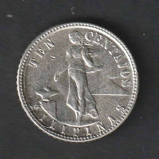 10 Centavos Argent, PHILIPPINES 1945, Administration USA, DENVER, 2.00 G, KM 181 - Photo 2/2
