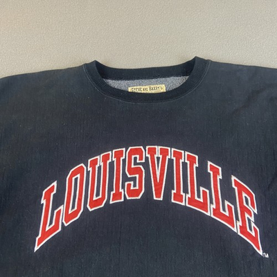 #ad Louisville Cardinals Sweatshirt Mens XXL Black Crewneck Spellout Embroidered $26.99