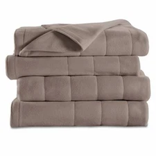 Sunbeam Heated Blanket | 5 Heat Settings, Quilted Fleece, Mushroom, Full - BS...
