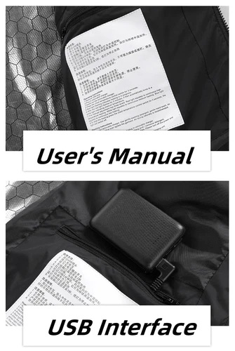 21 Areas Men Heated Jacket USB Electric Heating Vest Winter Outdoor Warm Coat - Picture 18 of 27