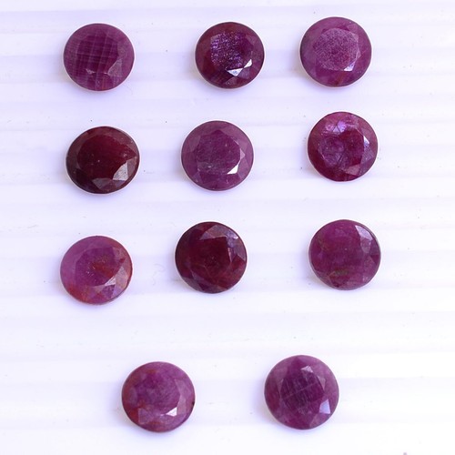 11 Pcs Natural Ruby Round Faceted Cut 9mm Untreated Loose Gemstones Wholesale - Picture 2 of 6