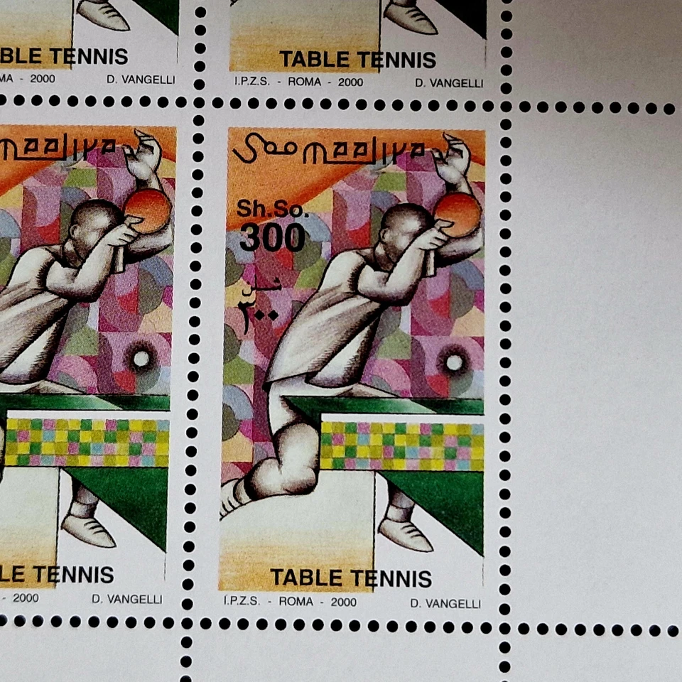 Somalia 2000 MNH - Mesa Tenis Deporte 12 Estampillas Completas 4 Juegos Bloques Esquineros Foto 3 de 4
