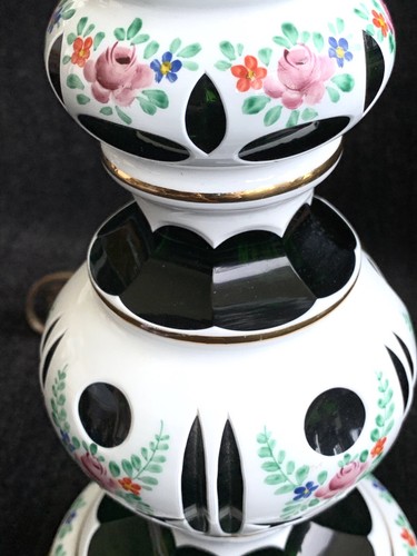 Antique Bohemian Glass Table Lamps ~ pair  - Bild 8 von 10