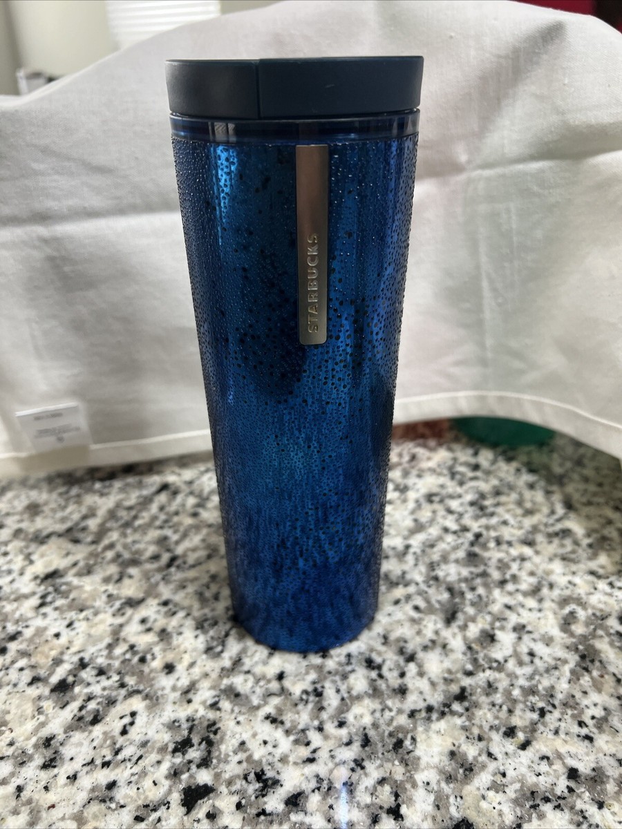 Starbucks 2013 Midnight Blue Rain Textured 16 oz. Cold Cup Travel Tumbler