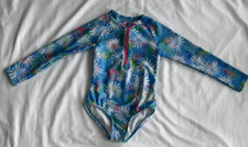 Cat  Jack Long Sleeve Floral Swimsuit for Girls, Size XS 4/5 , Blue