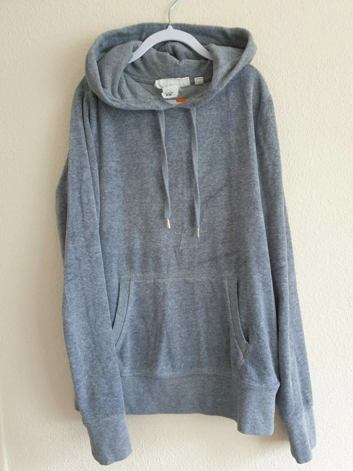 H&M Velour Grey Hoodie Size XS - Image 2 of 4