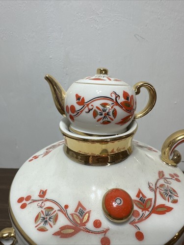 LOMONOSOV PORZELLAN WEINKARAFFE SET SAMOWAR 30,4 OZ/900 ML Rot Weiß Gold - Bild 2 von 12