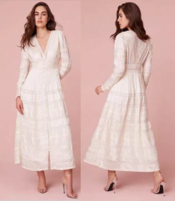 LoveShackFancy Ellitia Victorian Lace Buttoned Maxi Dress in Antic White 2  $695 | eBay